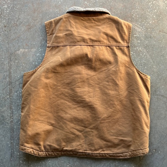 Carhartt Mens XL Sherpa Lined Duck Canvas Vest Brown V02 BRN Distressed - Picture 3 of 7